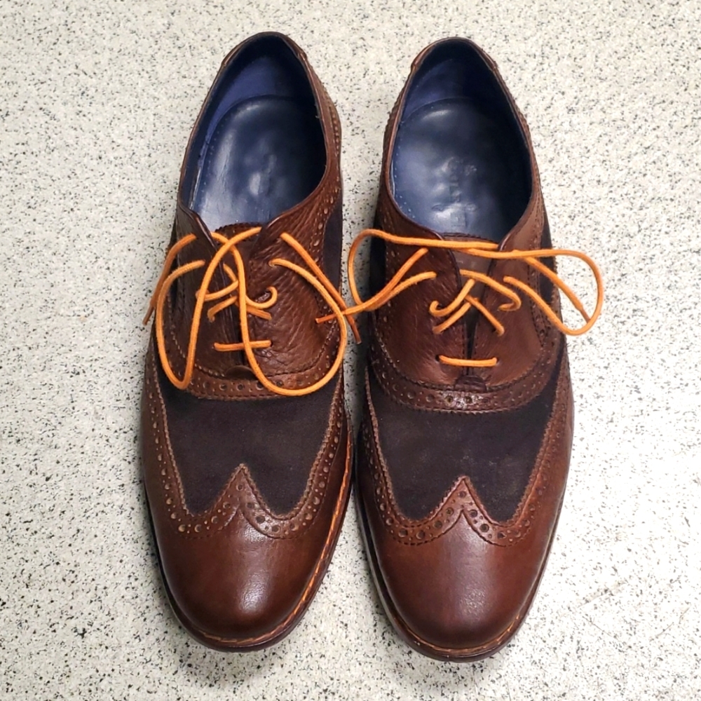 Cole Haan, nike air wingtip. Brown leather and suede. Men's 9 fits like a 10